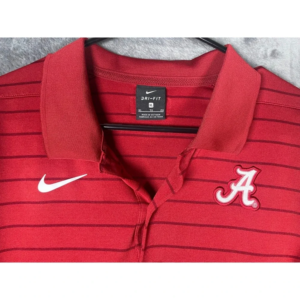Nike Alabama Crimson Tide Men's Polo Shirt Red Striped Size XL